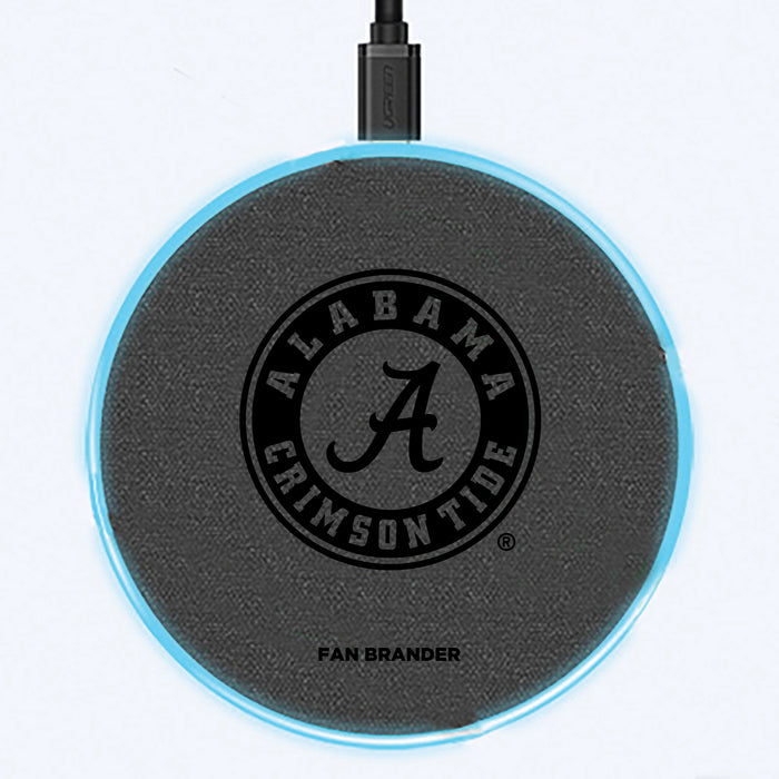 Fan Brander Grey 15W Wireless Charger with Alabama Crimson Tide laser etched Primary Logo