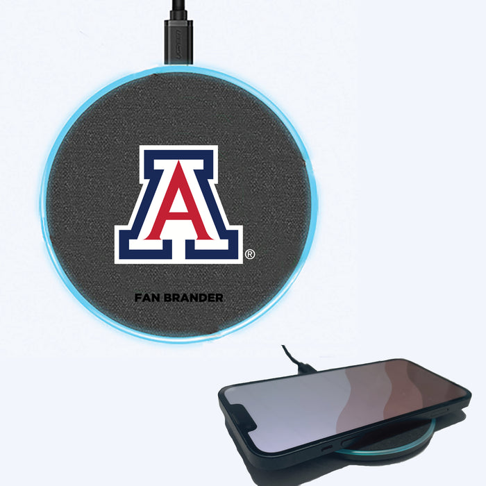 Fan Brander Grey 15W Wireless Charger with Arizona Wildcats Primary Logo