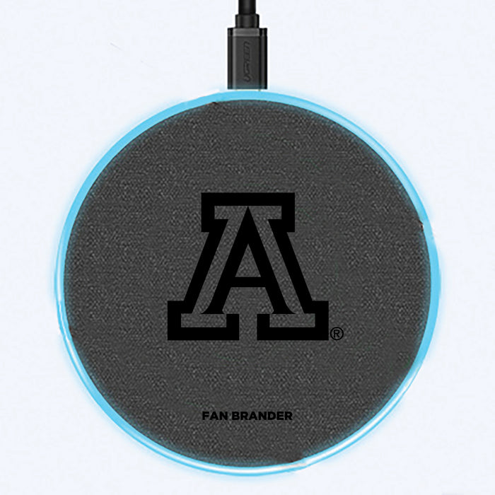 Fan Brander Grey 15W Wireless Charger with Arizona Wildcats laser etched Primary Logo