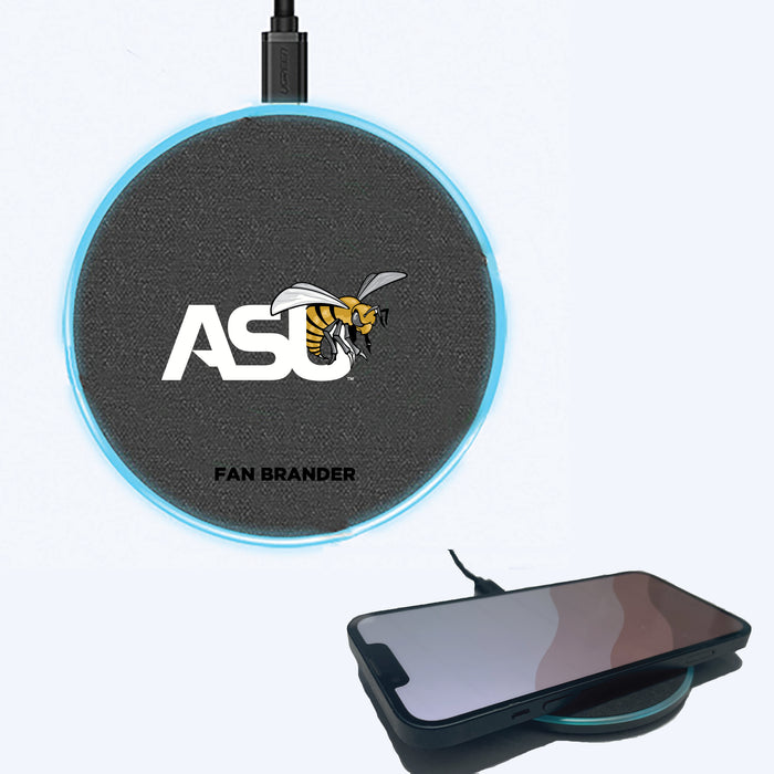Fan Brander Grey 15W Wireless Charger with Alabama State Hornets Primary Logo