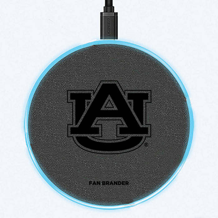 Fan Brander Grey 15W Wireless Charger with Auburn Tigers laser etched Primary Logo