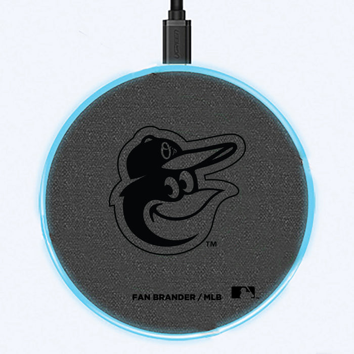 Fan Brander Grey 15W Wireless Charger with Baltimore Orioles laser etched Primary Logo