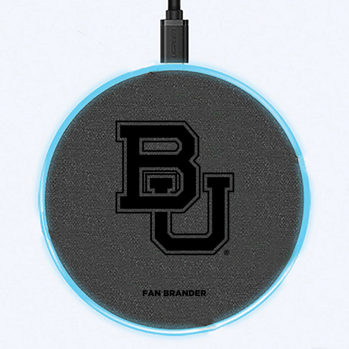 Fan Brander Grey 15W Wireless Charger with Baylor Bears laser etched Primary Logo
