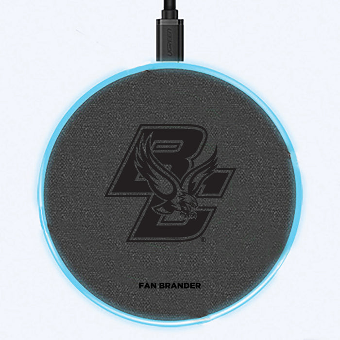 Fan Brander Grey 15W Wireless Charger with Boston College Eagles Primary Logo