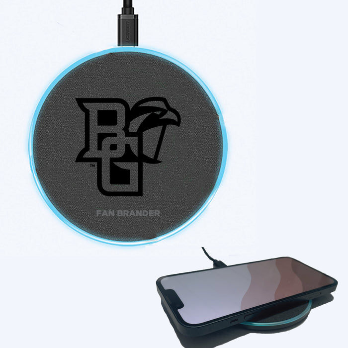 Fan Brander Grey 15W Wireless Charger with Bowling Green Falcons laser etched Primary Logo