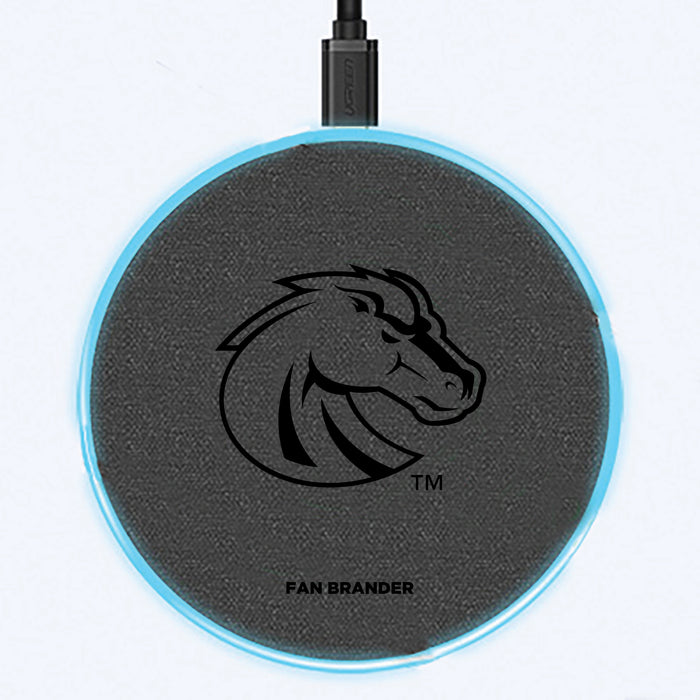 Fan Brander Grey 15W Wireless Charger with Boise State Broncos Primary Logo