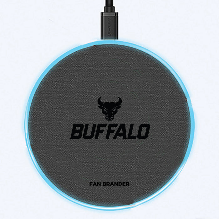 Fan Brander Grey 15W Wireless Charger with Buffalo Bulls laser etched Primary Logo