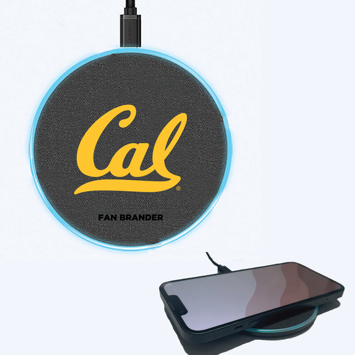 Fan Brander Grey 15W Wireless Charger with California Bears Primary Logo