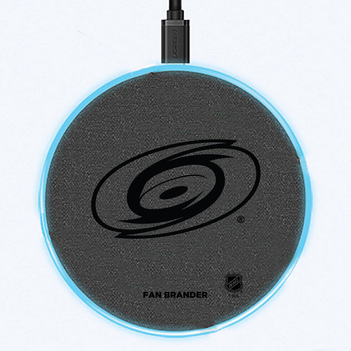 Fan Brander Grey 15W Wireless Charger with Carolina Hurricanes laser etched Primary Logo