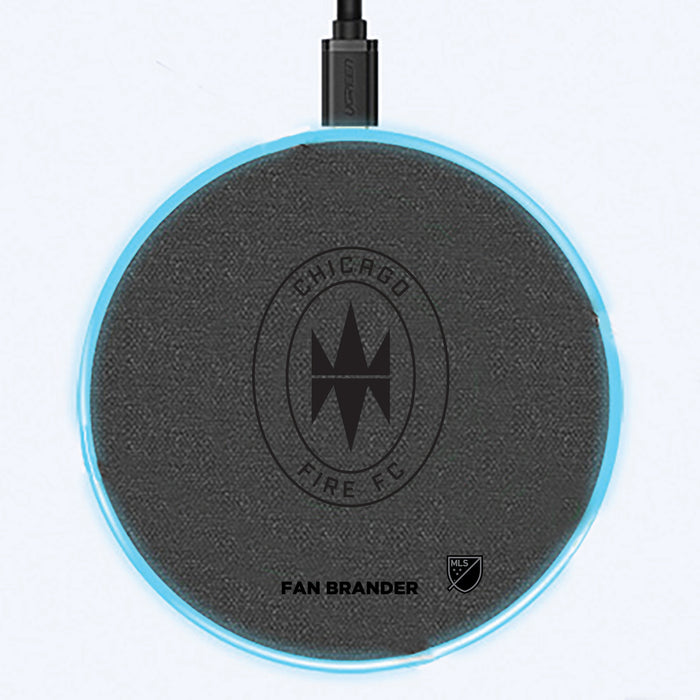 Fan Brander Grey 15W Wireless Charger with Chicago Fire laser etched Primary Logo