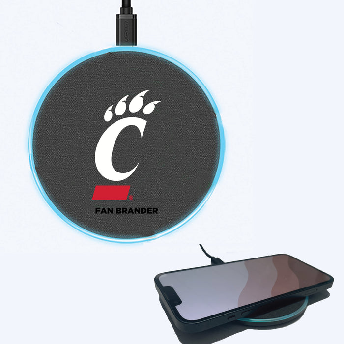Fan Brander Grey 15W Wireless Charger with Cincinnati Bearcats Primary Logo