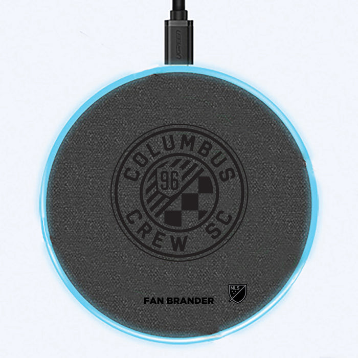 Fan Brander Grey 15W Wireless Charger with Columbus Crew SC laser etched Primary Logo