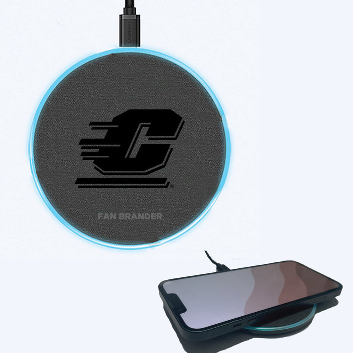 Fan Brander Grey 15W Wireless Charger with Central Michigan Chippewas laser etched Primary Logo