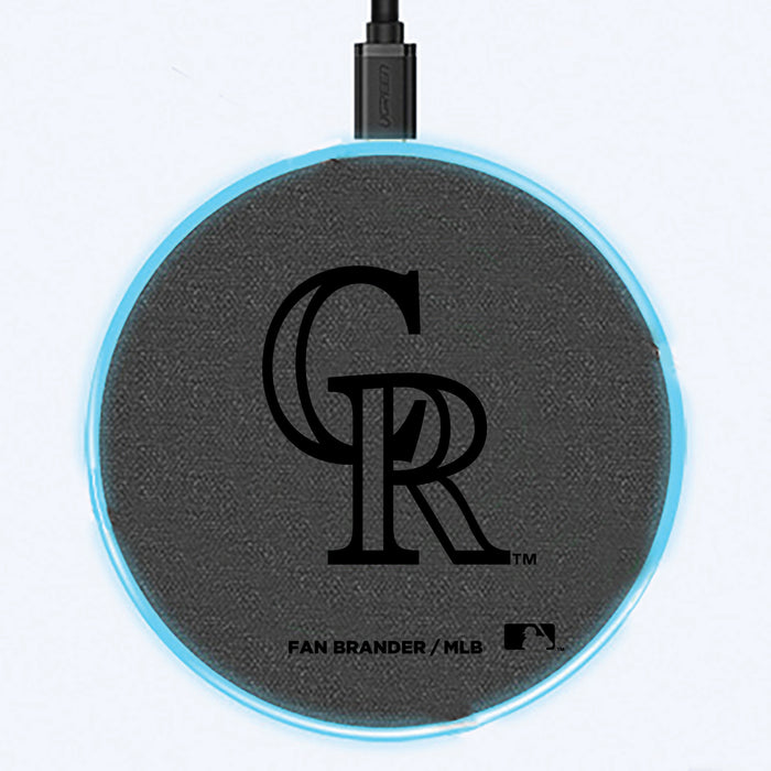 Fan Brander Grey 15W Wireless Charger with Colorado Rockies laser etched Primary Logo