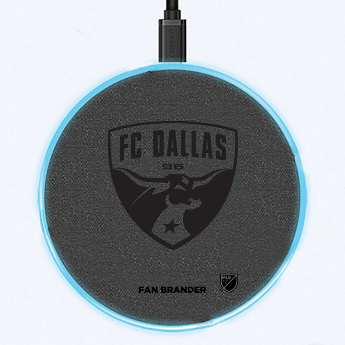 Fan Brander Grey 15W Wireless Charger with FC Dallas laser etched Primary Logo