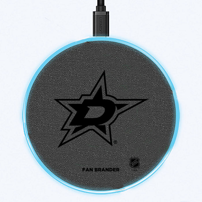 Fan Brander Grey 15W Wireless Charger with Dallas Stars laser etched Primary Logo