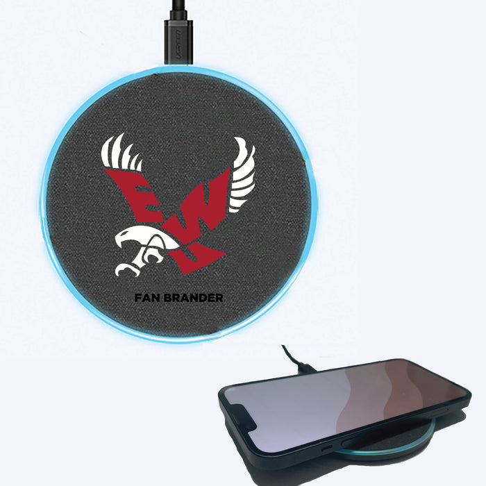 Fan Brander Grey 15W Wireless Charger with Eastern Washington Eagles Primary Logo
