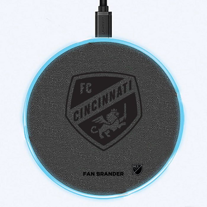 Fan Brander Grey 15W Wireless Charger with FC Cincinnati laser etched Primary Logo