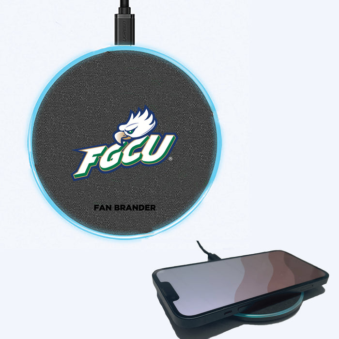 Fan Brander Grey 15W Wireless Charger with Florida Gulf Coast Eagles Primary Logo