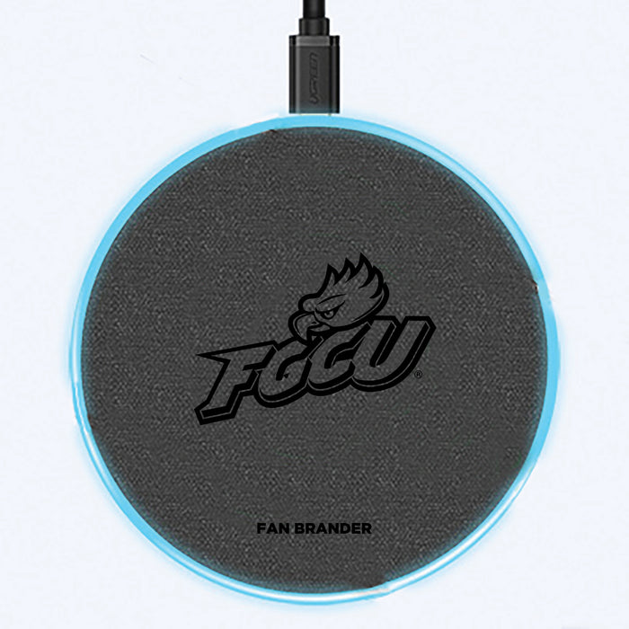 Fan Brander Grey 15W Wireless Charger with Florida Gulf Coast Eagles laser etched Primary Logo