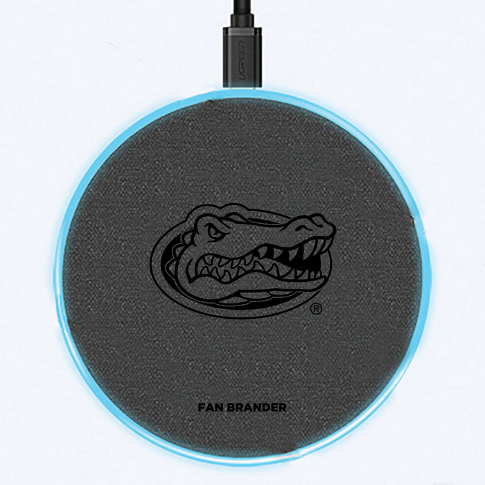 Fan Brander Grey 15W Wireless Charger with Florida Gators laser etched Primary Logo