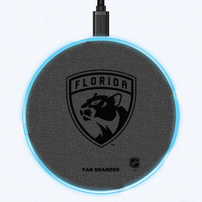 Fan Brander Grey 15W Wireless Charger with Florida Panthers laser etched Primary Logo