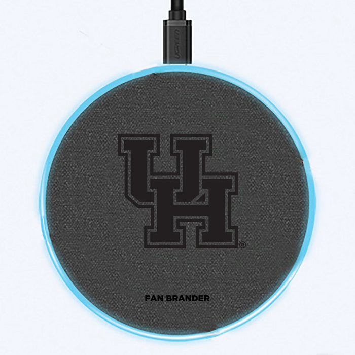 Fan Brander Grey 15W Wireless Charger with Houston Cougars Primary Logo