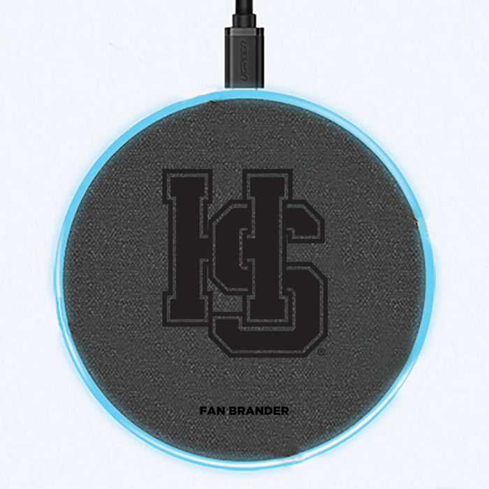 Fan Brander Grey 15W Wireless Charger with Hampden Sydney laser etched Primary Logo