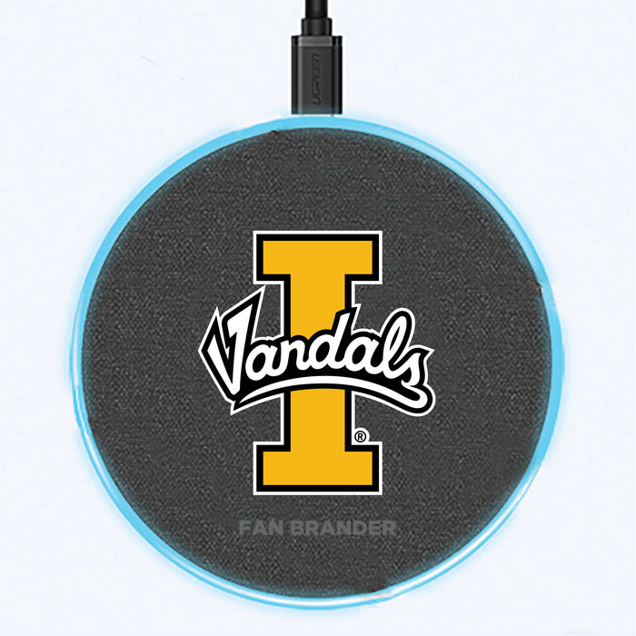 Fan Brander Grey 15W Wireless Charger with Idaho Vandals Primary Logo