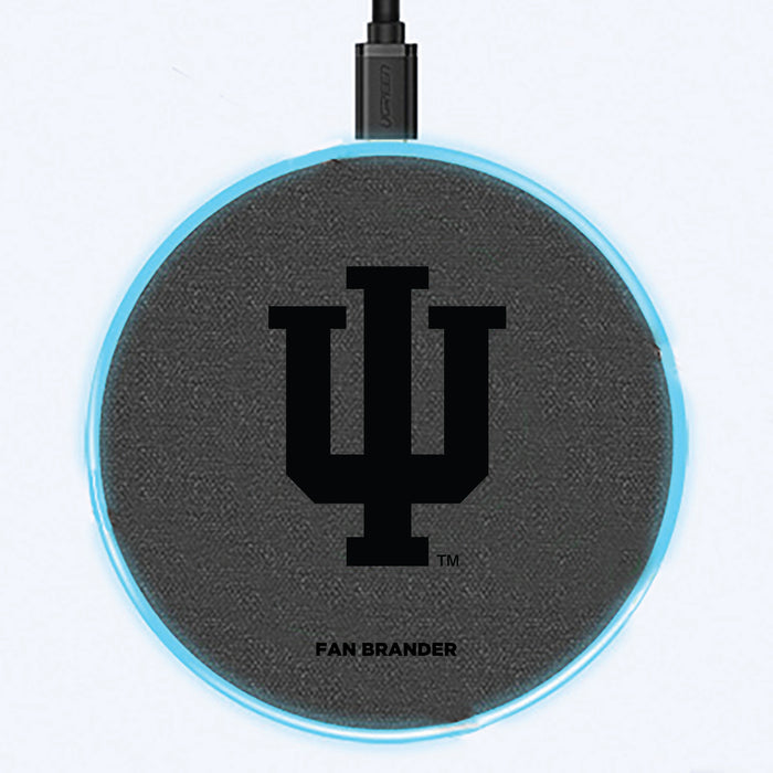 Fan Brander Grey 15W Wireless Charger with Indiana Hoosiers laser etched Primary Logo