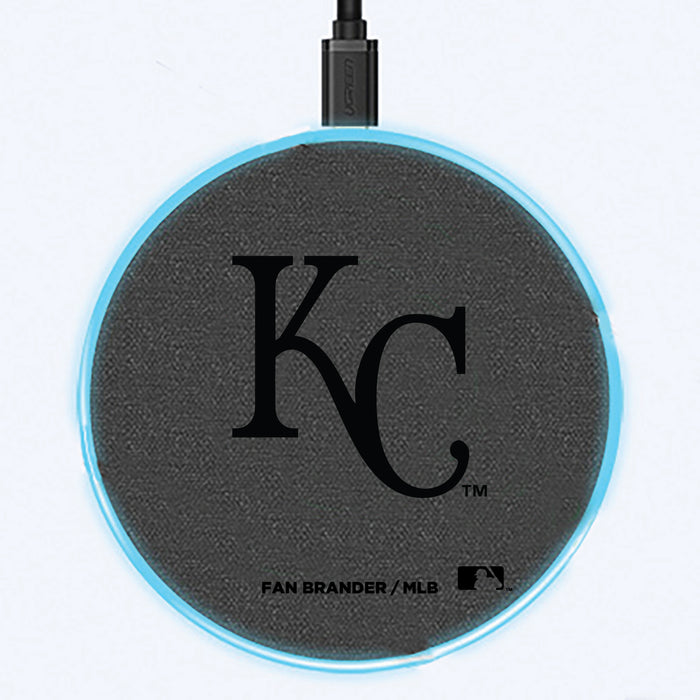 Fan Brander Grey 15W Wireless Charger with Kansas City Royals laser etched Primary Logo