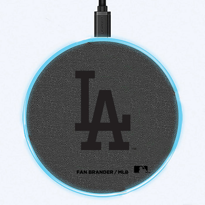 Fan Brander Grey 15W Wireless Charger with Los Angeles Dodgers laser etched Primary Logo