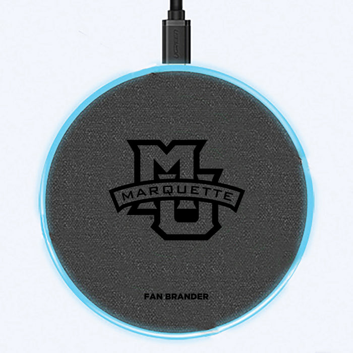 Fan Brander Grey 15W Wireless Charger with Marquette Golden Eagles laser etched Primary Logo