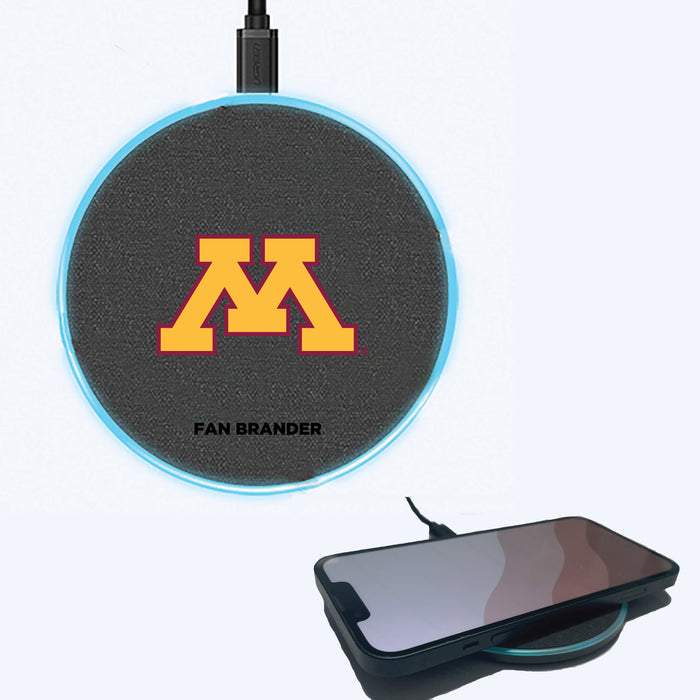 Fan Brander Grey 15W Wireless Charger with Minnesota Golden Gophers Primary Logo