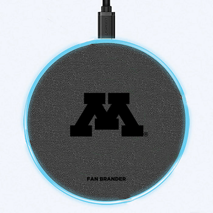Fan Brander Grey 15W Wireless Charger with Minnesota Golden Gophers laser etched Primary Logo