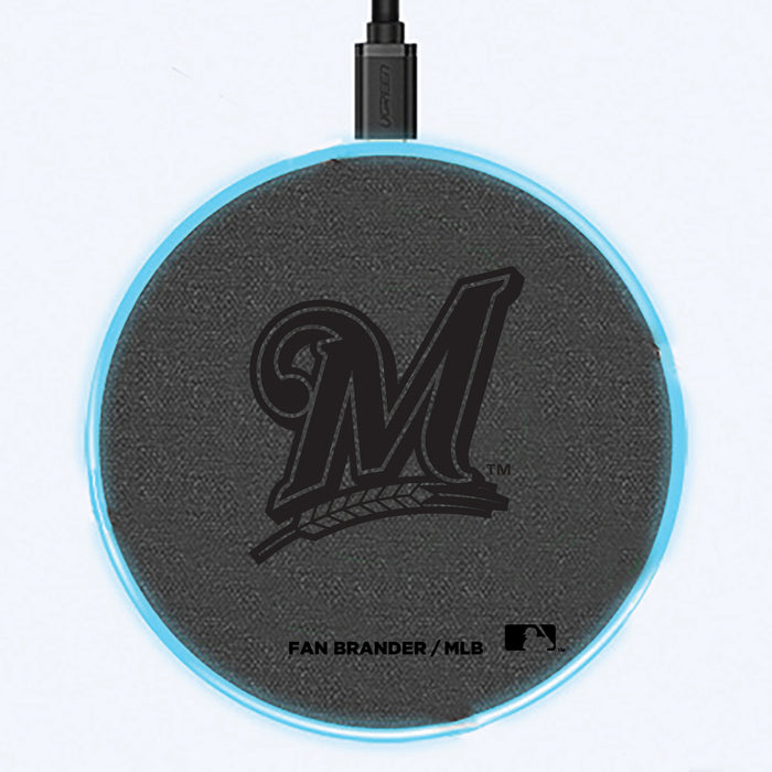 Fan Brander Grey 15W Wireless Charger with Milwaukee Brewers laser etched Primary Logo