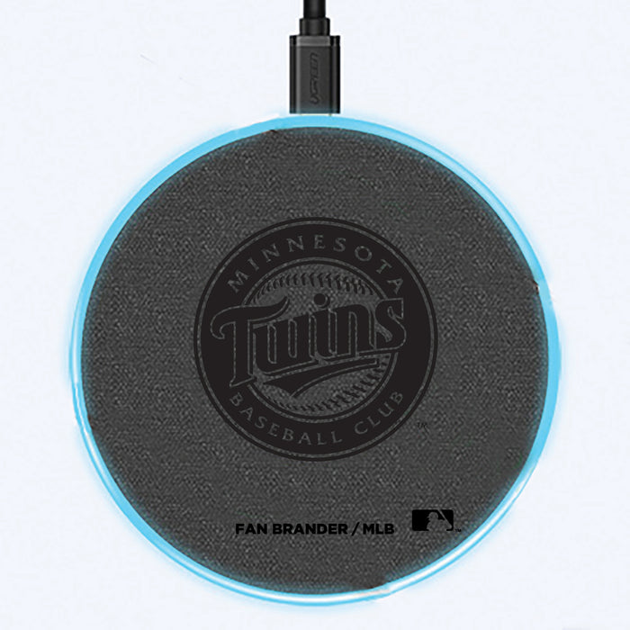 Fan Brander Grey 15W Wireless Charger with Minnesota Twins laser etched Primary Logo