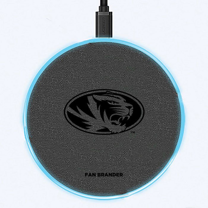 Fan Brander Grey 15W Wireless Charger with Missouri Tigers laser etched Primary Logo
