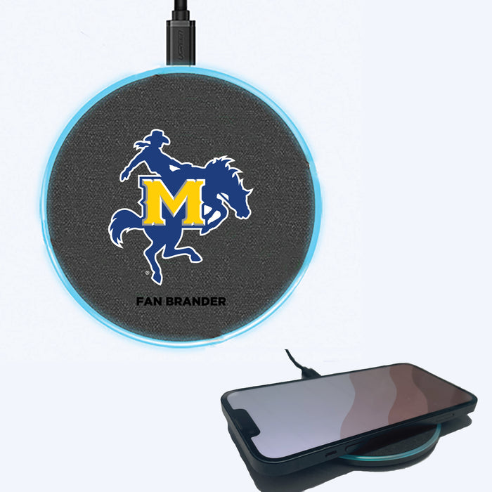 Fan Brander Grey 15W Wireless Charger with McNeese State Cowboys Primary Logo