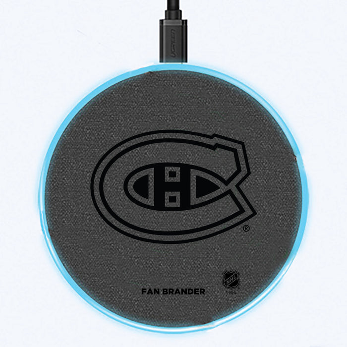 Fan Brander Grey 15W Wireless Charger with Montreal Canadiens laser etched Primary Logo