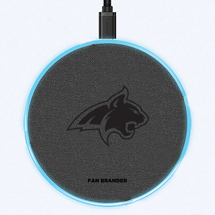 Fan Brander Grey 15W Wireless Charger with Montana State Bobcats laser etched Primary Logo
