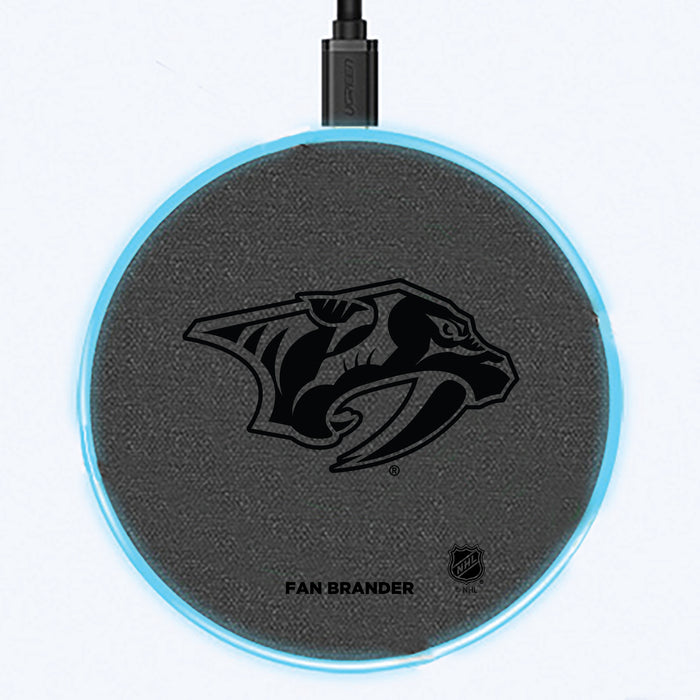 Fan Brander Grey 15W Wireless Charger with Nashville Predators laser etched Primary Logo