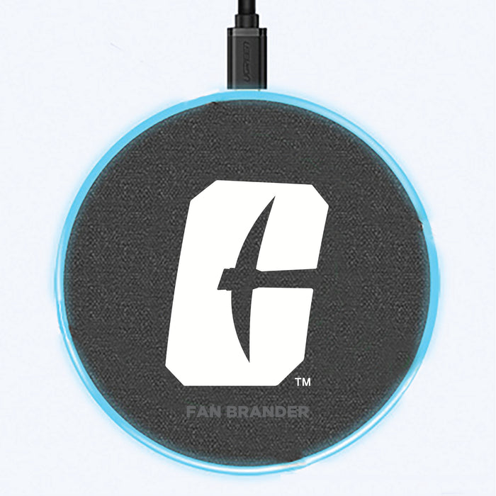 Fan Brander Grey 15W Wireless Charger with Charlotte 49ers Primary Logo
