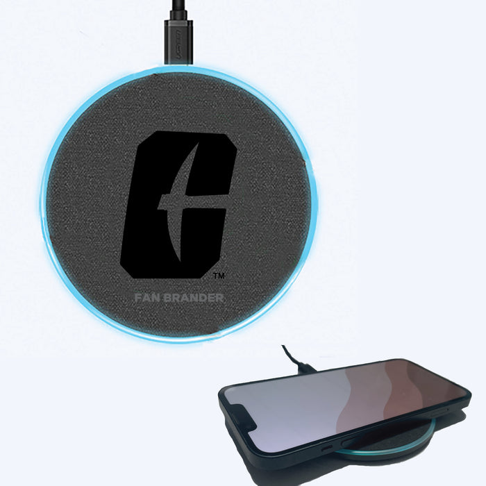 Fan Brander Grey 15W Wireless Charger with Charlotte 49ers laser etched Primary Logo