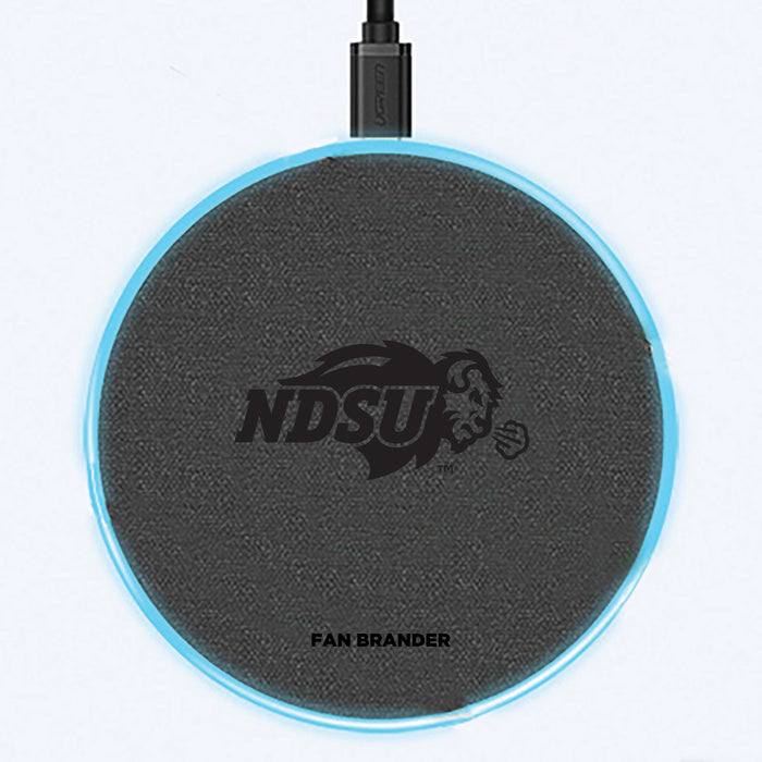 Fan Brander Grey 15W Wireless Charger with North Dakota State Bison laser etched Primary Logo
