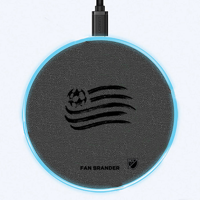 Fan Brander Grey 15W Wireless Charger with New England Revolution laser etched Primary Logo