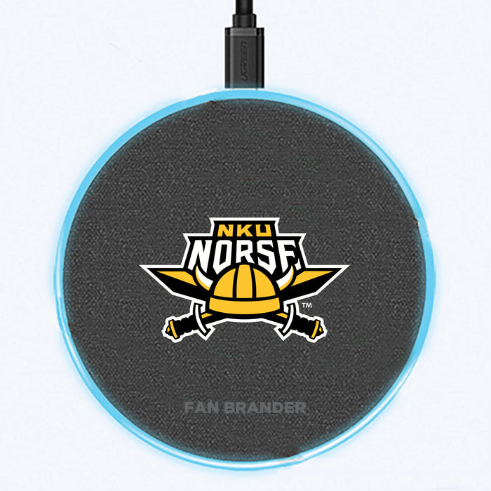 Fan Brander Grey 15W Wireless Charger with Northern Kentucky University Norse Primary Logo