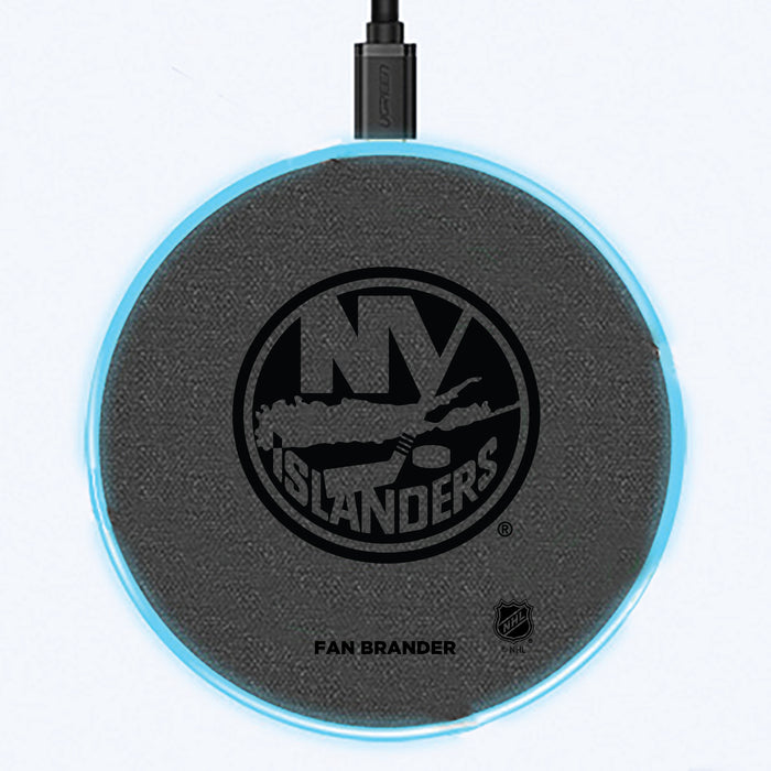 Fan Brander Grey 15W Wireless Charger with New York Islanders laser etched Primary Logo
