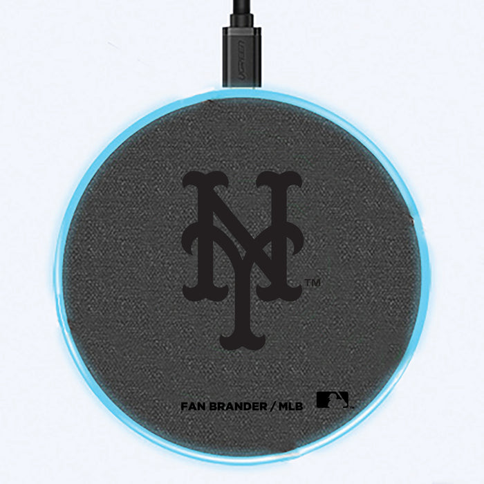Fan Brander Grey 15W Wireless Charger with New York Mets laser etched Primary Logo