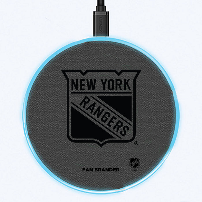 Fan Brander Grey 15W Wireless Charger with New York Rangers laser etched Primary Logo